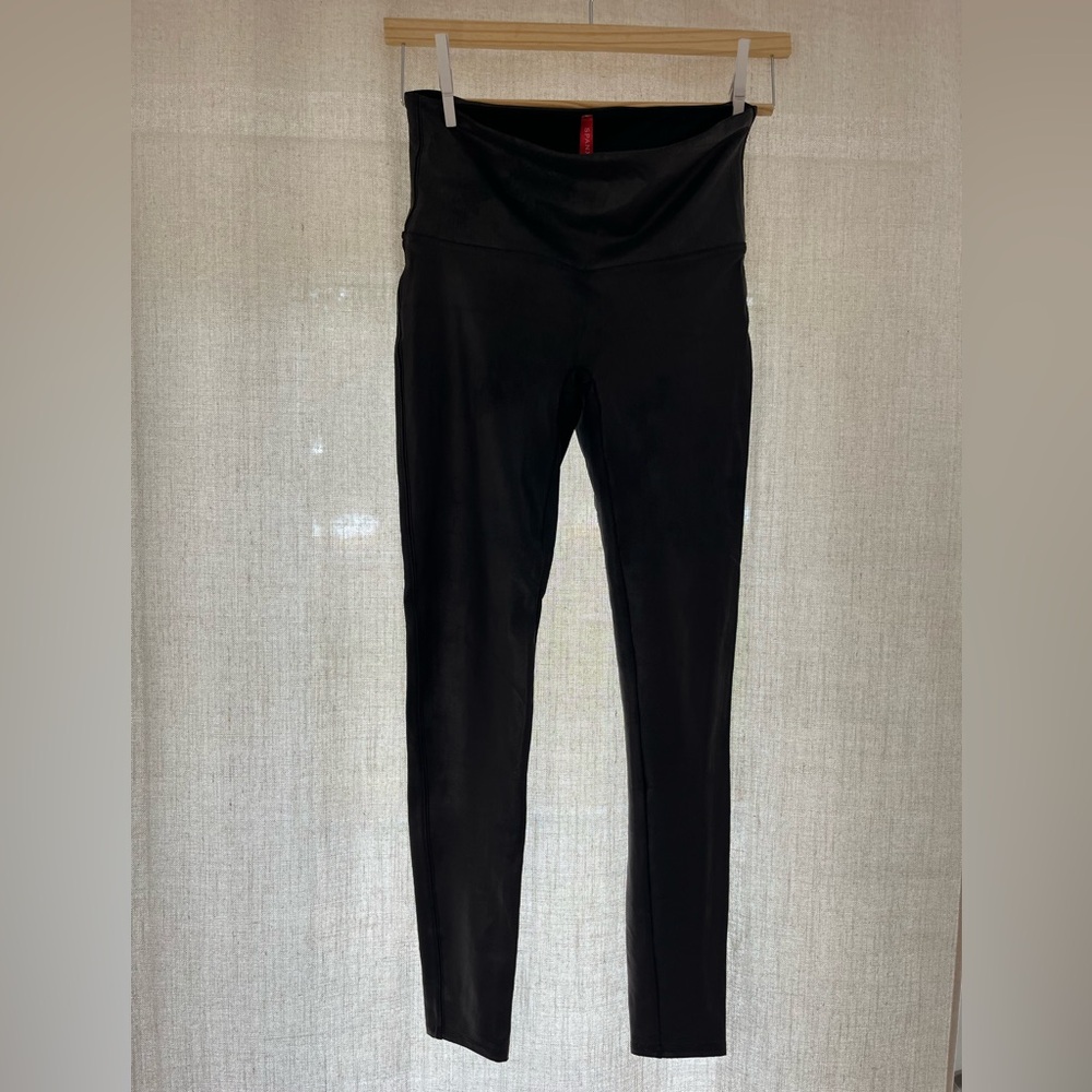 SPANX Women's Black Faux Leather Leggings Size L